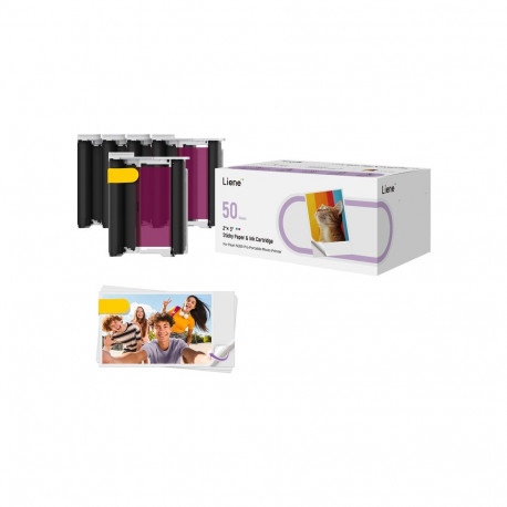 Liene 2x3" Photo Paper, 50 sheets + 5 ink cartridges