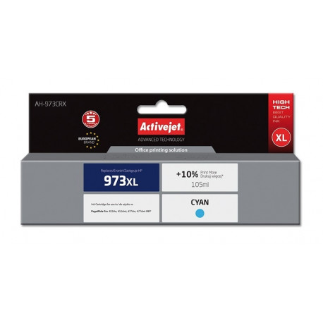 Activejet AH-973CRX tindikassett (asendus HP 973XL F6T81AE; premium; 105 ml; tsüaan)
