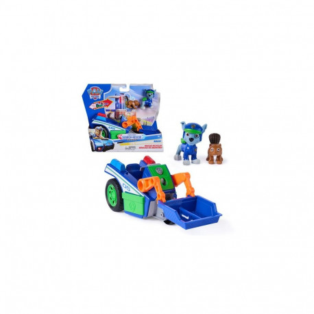 PAW Patrol : Search & Rescue, Rocky Rescue Recycler Vehicle with 2 Figures, Toy Car with Pull-Ba
