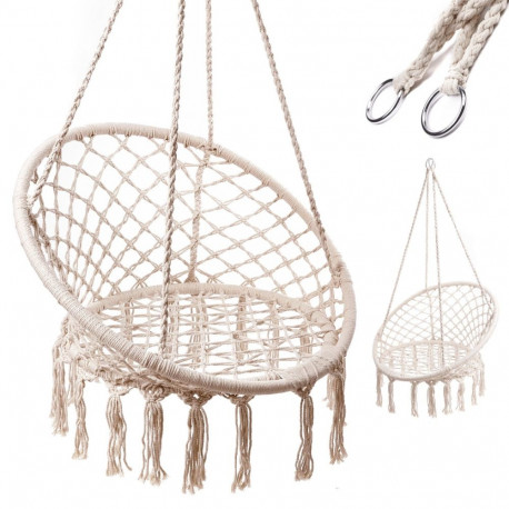 RoGer Stārķa nest chair swing with backrest 80cm Beige