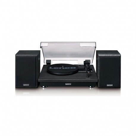 Belt drive wooden turntable Lenco, black