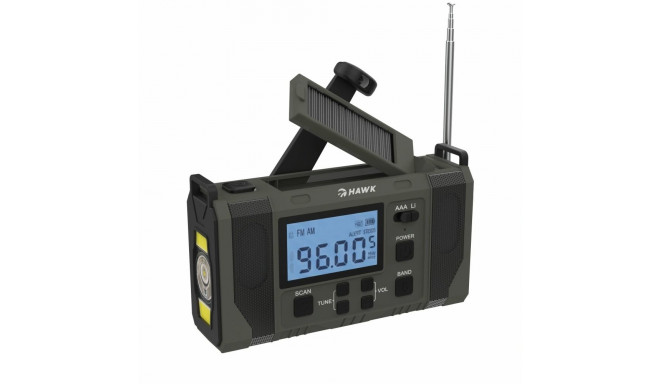 Hawk HWRDI420GN Radio Solar Dynamo With Flashlight