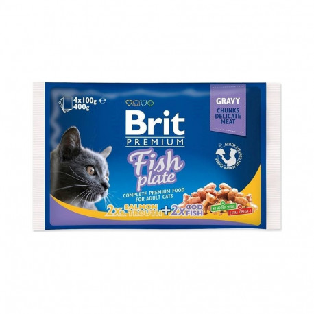 CANNED FOOD CAT BRITPREM FISHPLATE 4X100