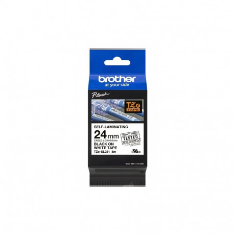 BROTHER TZESL251 24 MM BLACK ON WHITE SELF LAMINATE