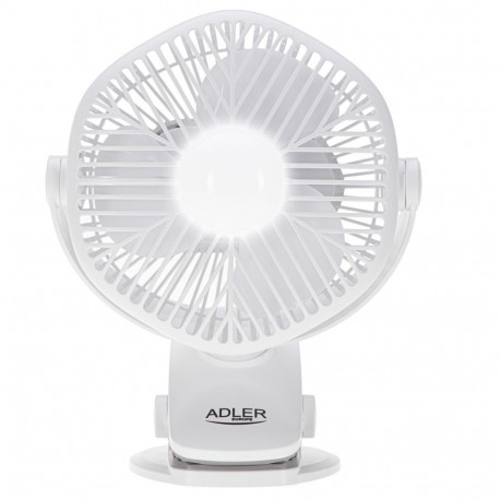 Adler Rechargeable fan with clip | AD 7335 | Table Fan | 6 W | Diameter 12.7 cm | Number of speeds 3