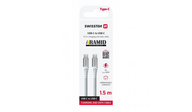 Swissten ARAMID REINFORCED USB-C - USB-C Data and Charding cable 1.5m