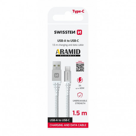 Swissten ARAMID REINFORCED USB - USB-C Data and Charding cable 1.5m