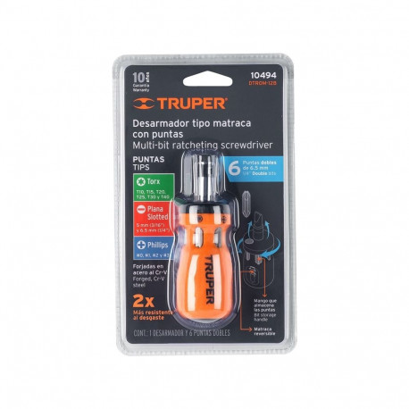 RATCHET SCREWDRIVER 6 BIT SET TRUPER