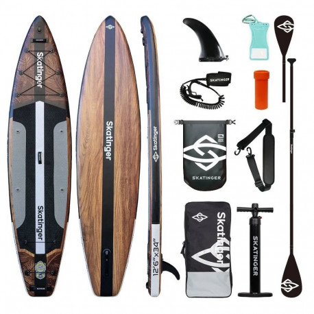 Inflatable Paddle Board - Skatinger Waverider 380x86x16, 200 kg Capacity, Includes Oar, Pump, Backpa