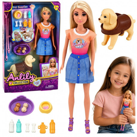 Anlily nukk hoolduskomplekt suure koera ja kutsikatega