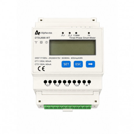 AlphaESS DTSU666 3CT 400V with CT 100A with PLUG Guide rail, 4P, English Corum