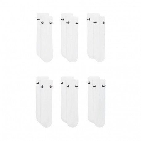 Nike sokid SX6910 100 everyday cush crew laste 6 paari, valge