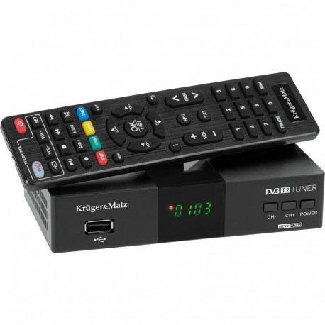 Kruger&Matz Tuner DVB-T2 H.265 HEVC Kruger&Matz HDMI SCART PVR EPG USB dekoder (Ekspoz.)