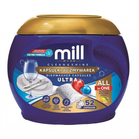 Dishwasher Detergent Capsule - MADONIS MILL CLEAN&SHINE 52 Capsules, Lemon Scent, 3kg