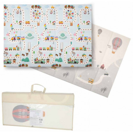 Foam mat double-sided balloons/street pattern 150x200cm