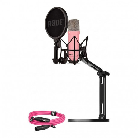 "Rode Microphones NT1 Signature +XLR-Kabel+Desktop Studio Arm (pink, Bundle)"