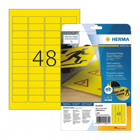 "HERMA Signal-Etiketten A4 45,7x21,2 mm gelb Folie 1200 St."