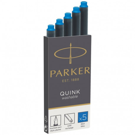 "1x5 Parker Tintenpatrone Quink knigsblau auswaschbar"