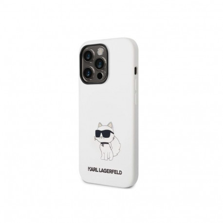 Karl Lagerfeld Apple iPhone 14 Pro Liquid Silicone Choupette NFT Case, white