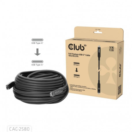 CLUB3D kaabel CAC-2580 USB-C 15M/M/M