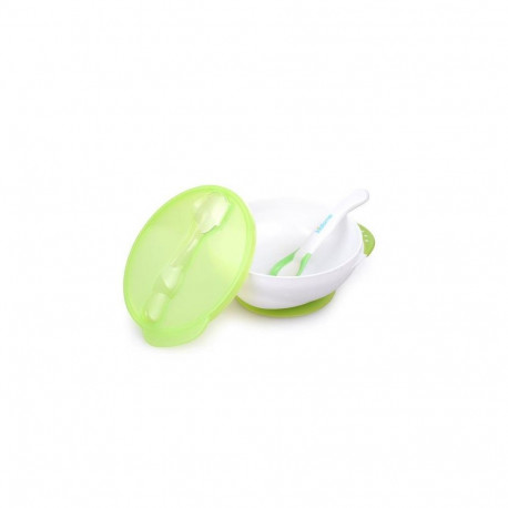 Kidsme bļoda ar piesūcekni  vāciņu un termokarotīti  Lime  no 9 mēn. 9832LI