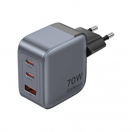 GaN Vention USB-C+C+A 70W Charger (Gray)