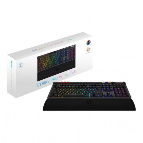 MSI STRIKE PRO WIRELESS  Gaming keyboard  Wireless  US  Black  2.4 GHz Wireless  Bluetooth  USB 2.0 