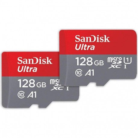 SanDisk microSDXC mälukaart 128GB SD-adapteriga 140MB/s A1 Class 10 UHS-I 2-pack