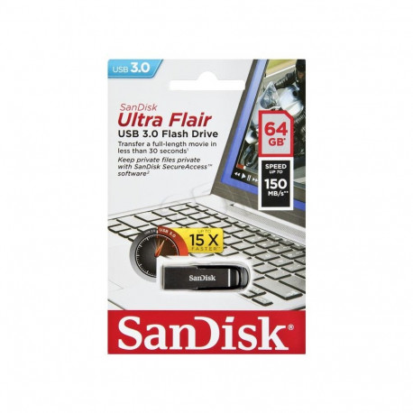 SanDisk mälupulk ULTRA FLAIR USB 3.0 64GB kuni 150MB/s