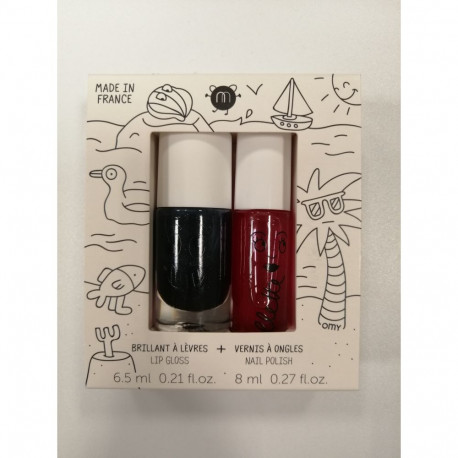 Nailmatic Kids laste küünelakk CASPER, must & laste huuleläige ROLLCERISE HOLIDAYS NKHOLIDAYS3, kirs