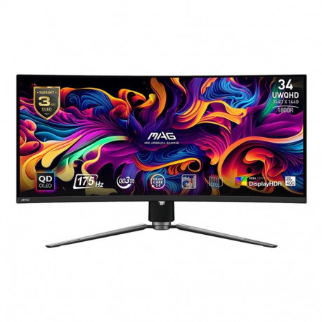MSI monitor MAG341CQP QD-OL 34" kõver 21:9 QD-OLED-paneel 3440x1440 175Hz matt 0.03ms pööratav kõrgu