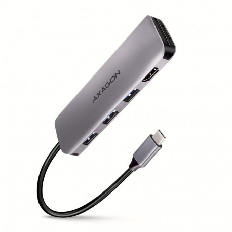 AXAGON USB-hub HMC-HCR3A 3x USB-A, HDMI, SD/microSD, USB-C 3.2 Gen 1 20cm USB-C-kaabel
