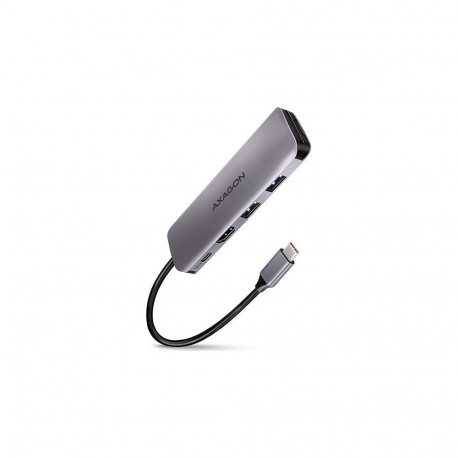 AXAGON HMC-5 USB-C-Hub  2x USB-A  HDMI  2x USB-C 3.2 Gen 1  1x SD  1x microSD  silber