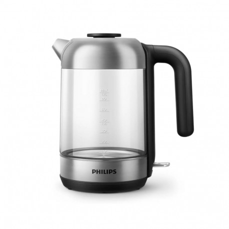 PHILIPS Tējkanna 1.7 l  stikla  melna/sudraba HD9339/80