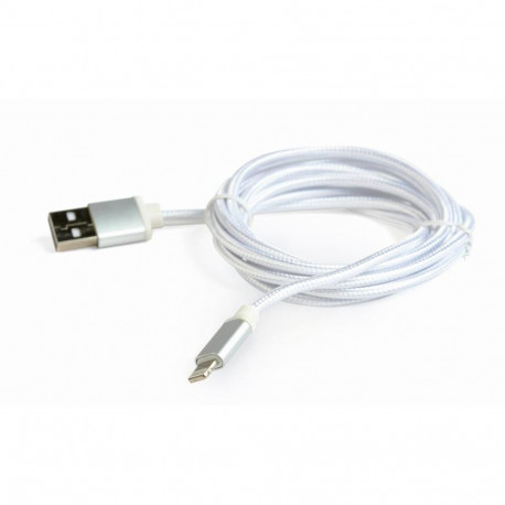 Cotton braided USB cable 8pin/1.8m/iPhone/silver