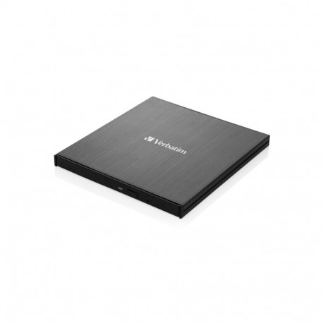 Verbatim 43886 External Slimline CD/DVD Writer External Optical Drive, USB-C/USB-A, Black