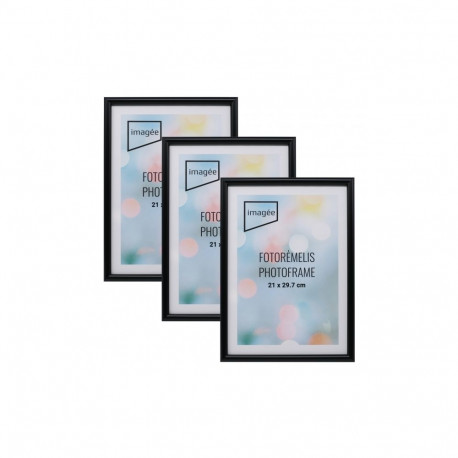 Frame Set - Imagee 21x30 Cm Photo Frame Set, 3 Pieces, 14mm Thickness, Black