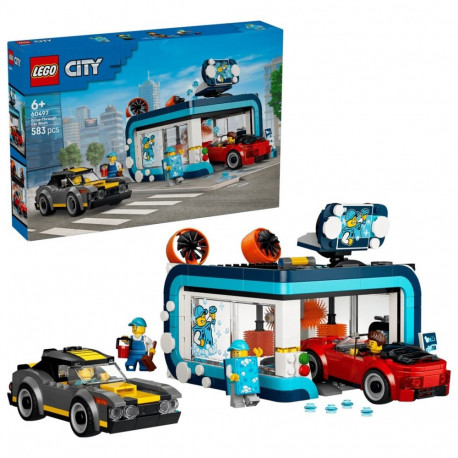 Toy Set - LEGO CITY 60497 Drive-Through Car Wash 583 Pieces, 4 Minifigures, Ages 6+, Multicolor