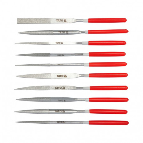 Yato Diamond Needle File Set YT-6151, 10pcs, 4x160mm, G150, 50mm, #70 carbon steel, chrome plated, P