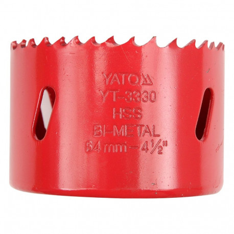 Yato YT-3330 Bimetal hole saw, 64 mm, HSS M3, 5/8" (16 mm) 18UNF, 40 mm, 4-6 TPI, for steel, cast ir