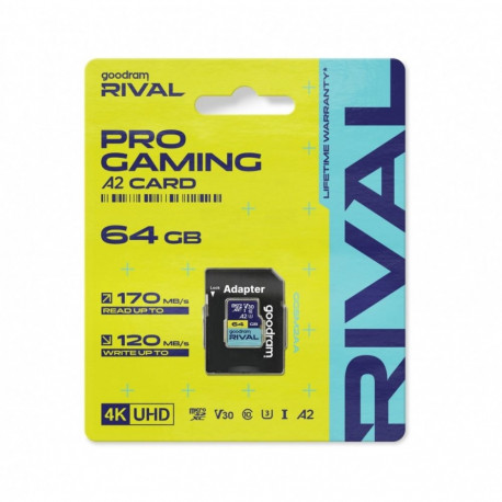 Rival mälukaart microSD 64GB UHS-I V30 U3 C10 A2 170/120MBs