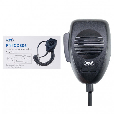 PNI CDS06 6-pin condenser microphone for CB radio station, compatible with CB President, Midland, Al