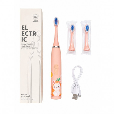 iLike Kids Rechargeable Sonic Electric Toothbrush, USB Charging, 3 Brush Heads (1+2 Replacement Head
