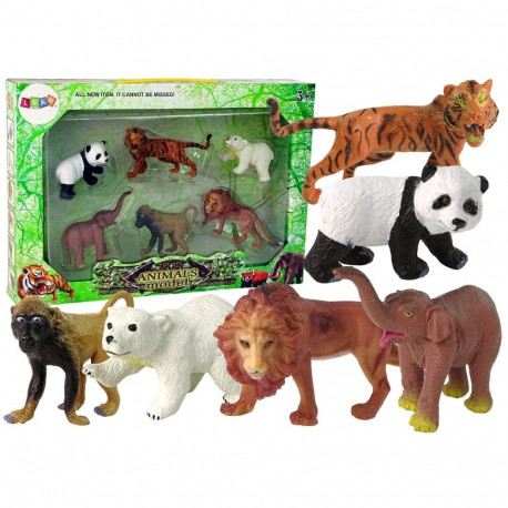 Zestaw 6 Figurek Dzikie Zwierzęta Safari Figurka Tygrys Małpa Lew