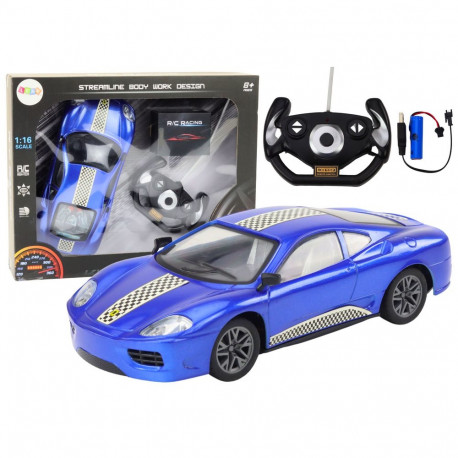 Sinine kaugjuhitav RC auto 1:16 tuledega