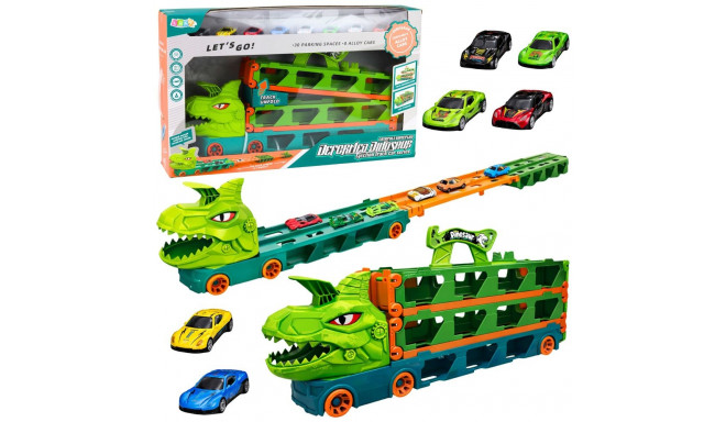 Dinosaurus-veoauto mudelautodega, autorada ja lennutaja 4-ühes