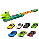 Dinosaurus-veoauto mudelautodega, autorada ja lennutaja 4-ühes