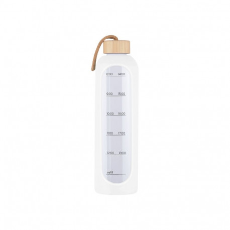 Drink Bottle - KiCA Hydro Glass 1000 ml With Silicone Sleeve - White