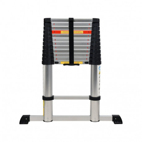 Vorel 17701 Aluminum Telescopic Ladder, 3.8m, 13 steps, 150kg, 11kg, anti-slip rungs, lock, protecti