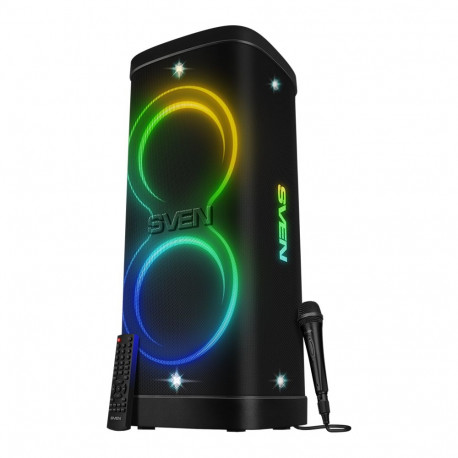 Speaker Party Box SVEN PS-1250, black (300W, TWS, IPx4, Bluetooth, FM, USB, microSD, LED-display, 13